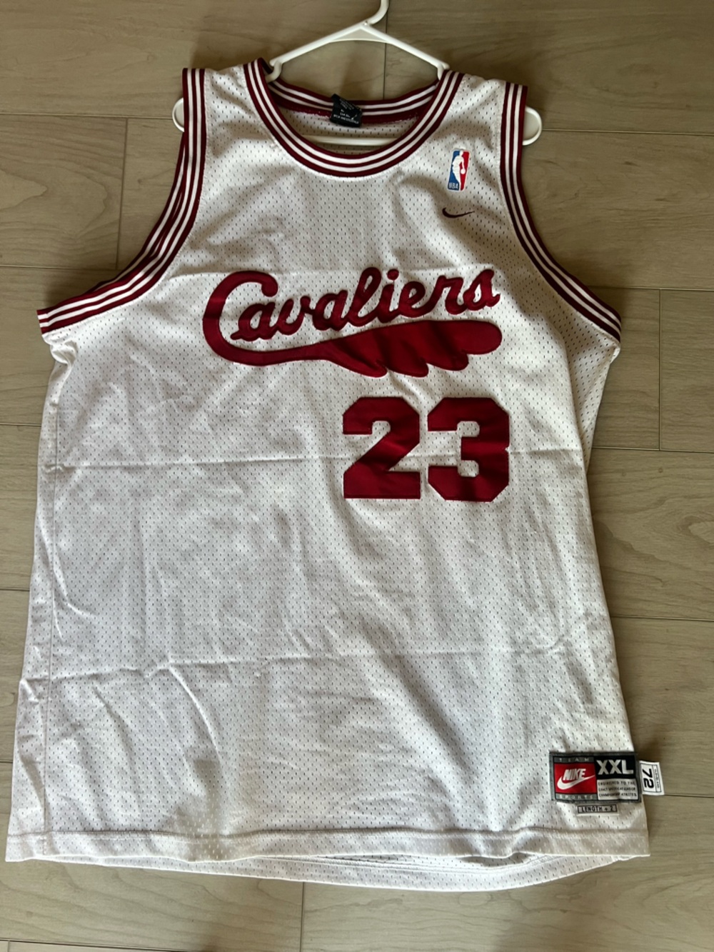 Nike White Basketball Jersey with Red Logo Patch LeBron James